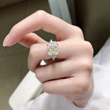 Wong Rain 100% 925 Sterling Silver 10*10 MM G Color Created Moissanite Gemstone Wedding Engagement Ring For Women Fine Jewelry