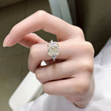 Wong Rain 100% 925 Sterling Silver 10*10 MM G Color Created Moissanite Gemstone Wedding Engagement Ring For Women Fine Jewelry