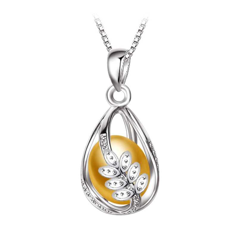 FENASY Natural Freshwater Pearl Pendant Cage Necklace Fashion 925 Sterling Silver Boho Statement Necklace Pearl Jewelry