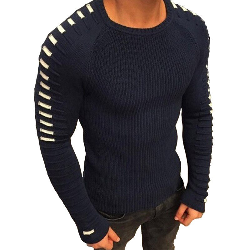 Autumn Winter Sweater Men 2021 New Arrival Casual Pullover Men Long Sleeve O-Neck Patchwork Knitted Men Sweaters Streetwear