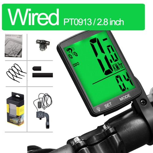 2.8" Bicycle Computer Wireless Wired Bike Computer Rainproof Speedometer Odometer Stopwatch for Cycling Accessories 2.0'' option