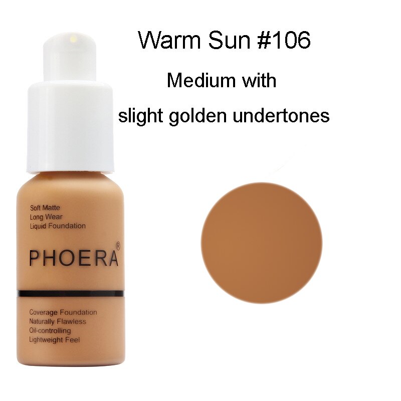 PHOERA 10Colors Soft Matte Full Coverage Liquid Foundation Concealer Longlasting Face Foundation Moisturizer Face Liquid Foundat