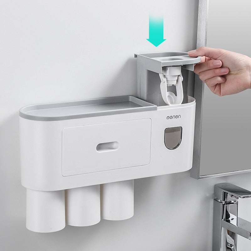 ONEUP Bathroom Accessories Sets New Toothbrush Holder Automatic Toothpaste Squeezer Wall Mount Storage Rack Bathroom Product