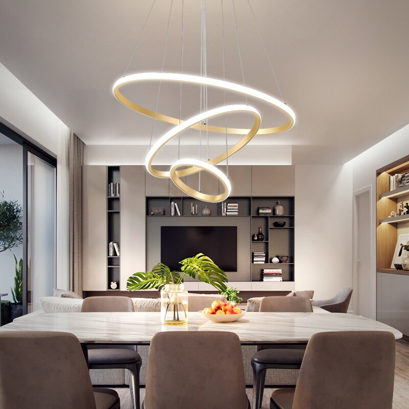 Dining Room Led Ceiling Chandelier Modern Creative Personality Restaurant Table Lights Luxury Living Material Hardware + Acrylic