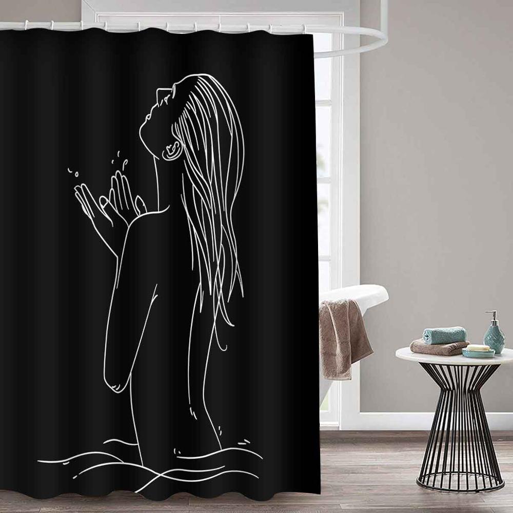 douchegordijn American Girl Shower Curtain Bathroom Waterproof Shower Curtains Hanging Bathroom Curtains For Home Decoration