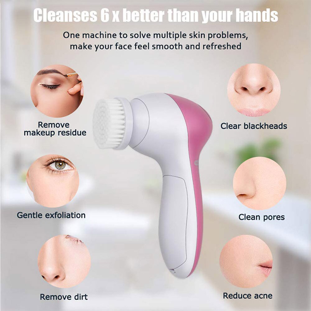 5 In 1 Face Cleansing Brush Silicone Facial Brush Deep Cleaning Pore Cleaner Face Massage Skin Care Makeup Cleanser Facial Brush