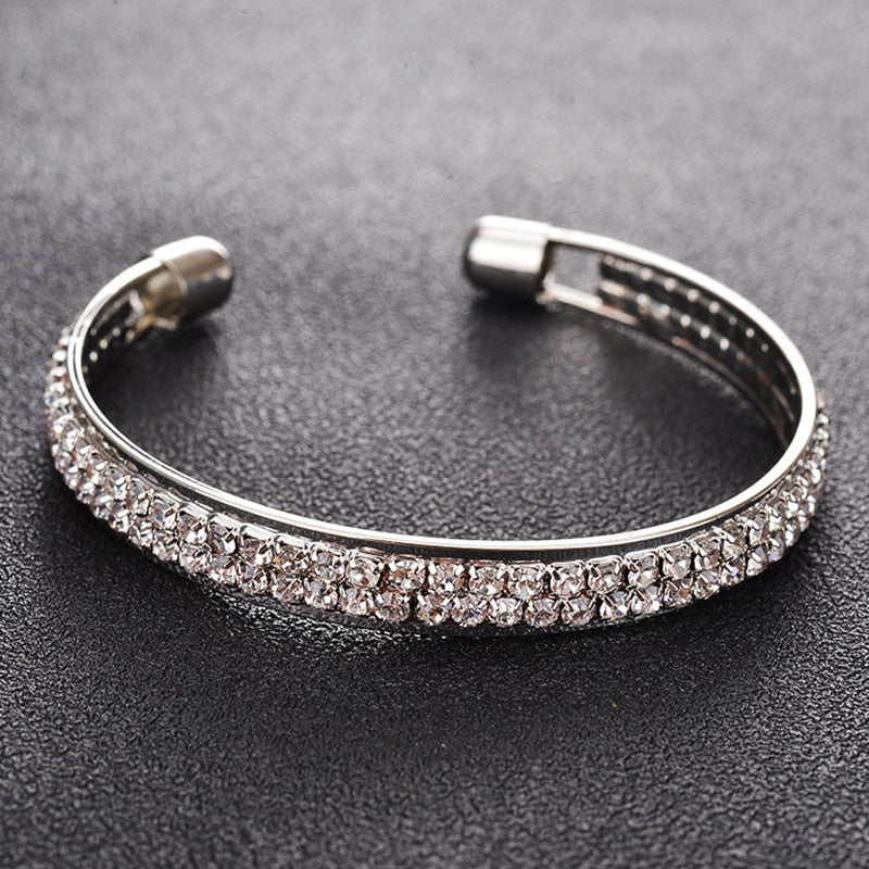 Elegant Crystal Cuff Gold Silver Color Bangles Bridal Bracelet Lady Bracelet Bracelets & Bangles Jewelry Pulseras Mujer