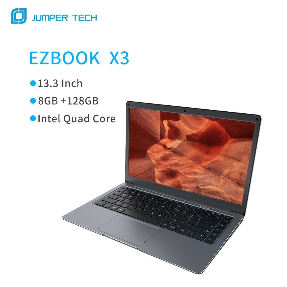 Jumper EZbook X3 Intel Celeron Quad Core 8GB 128GB Notebook Win 10 Laptop 13.3 Inch 1920*1080 IPS Screen 2.4G/5G WiFi Computer