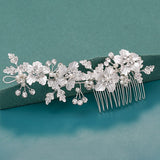 Bride Hair Combs Hair Accessories Wedding  parties Bridal Headpiece Silver Color Handmade Crystal Pearl Wedding Ornaments Hair Jewelry