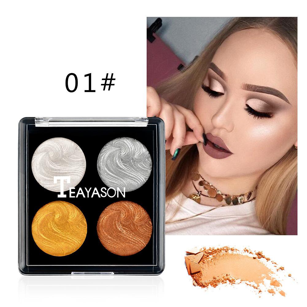 Blue ZOO 4 Colors Highlighter Powder Bronzing Powder Brighten Skin Shimmer Concealer Highlight Powder Palette