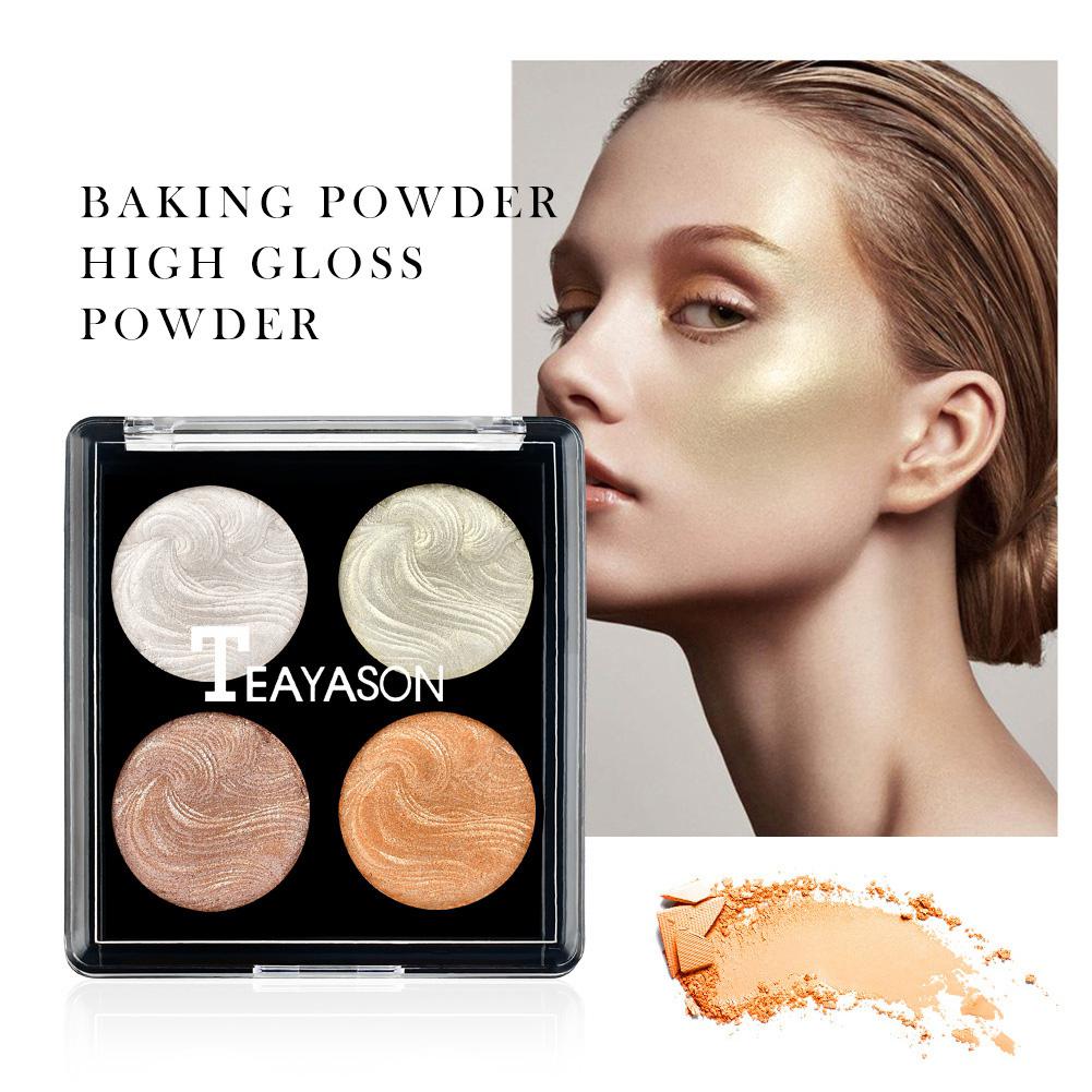 Blue ZOO 4 Colors Highlighter Powder Bronzing Powder Brighten Skin Shimmer Concealer Highlight Powder Palette