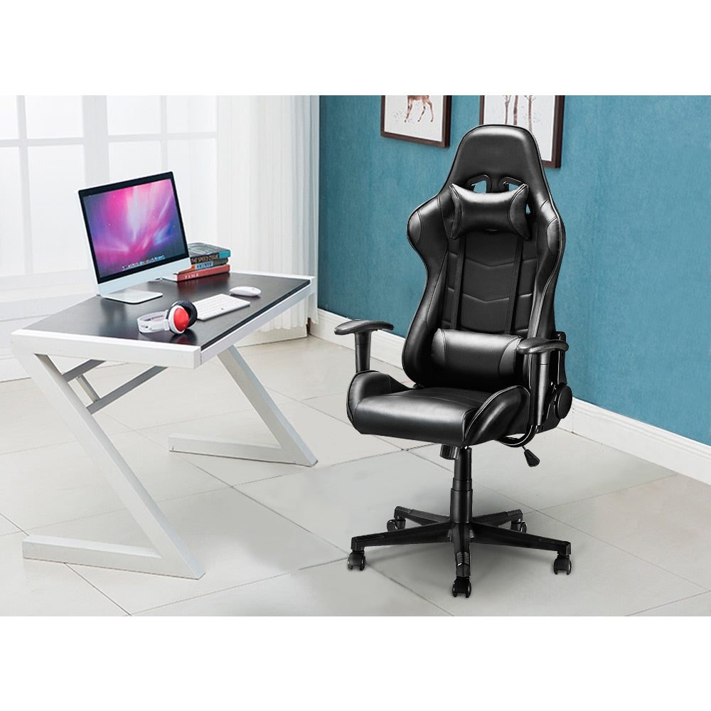 Panana Adjustable Office Chair Ergonomic High-Back Faux Leather Racing Bedroom Computer Game Chairs Reclining Seating