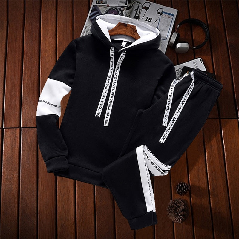 Winter Hoodie Sets Men Tracksuit Casual Hoodies Sweatshirt+Sweatpants 2 Piece Set Male Pullover Hoody Fashion Streetwear Clothes