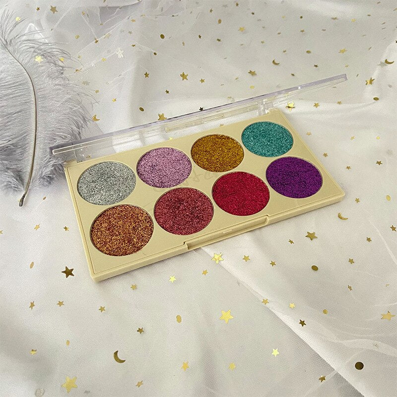 8Color Sequins Pearle Metallic Face Clavicle Brightening Pallete Pigment Professional Long-lasting Make Up Eyeshadow Palette