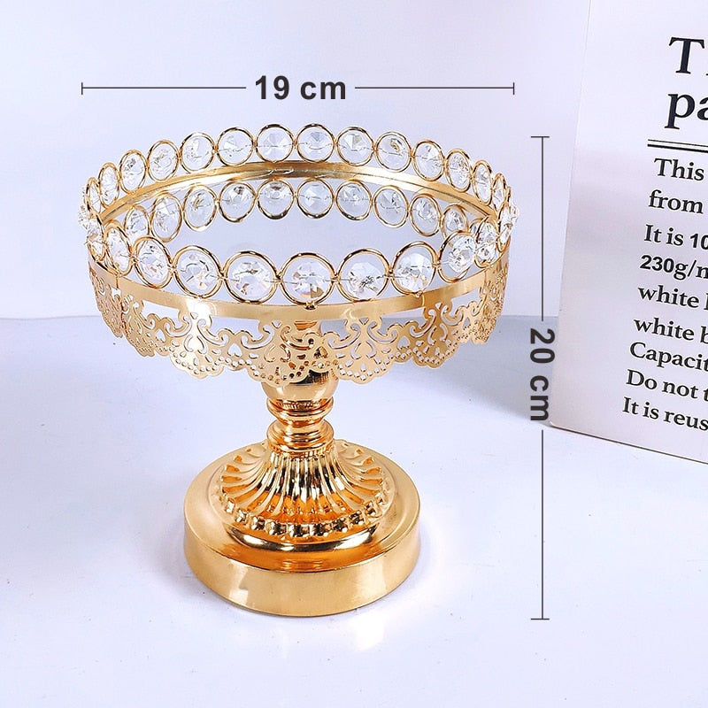 Gold Cake Plate Stand Acrylic Mirror High Base Metal Cupcake Dish Party Filming Props Dessert Wedding Tray Decoration Display