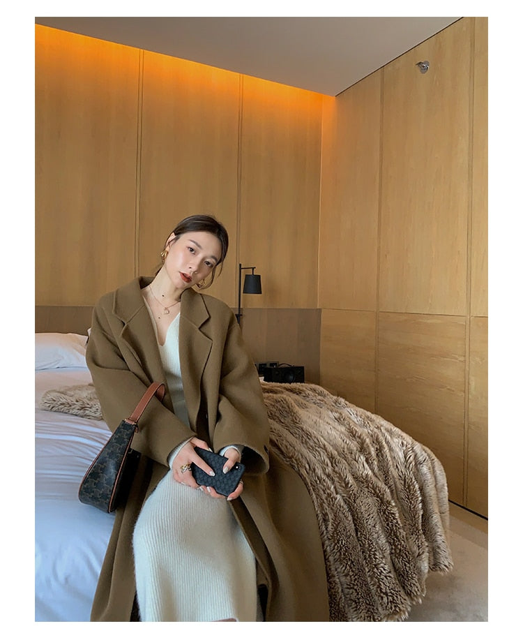 Elegant Long White Knitting Dress Women Winter V-Neck Long Sleeve Bodycon Dress Korean Office Lady High Waist Vintage Dress 2021