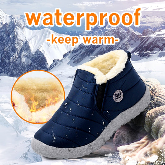 2021 Snow Boots Women Shoes Warm Plush Fur Ankle Boots Winter Female Slip On Flat Casual Shoes Waterproof Ultralight Footwear