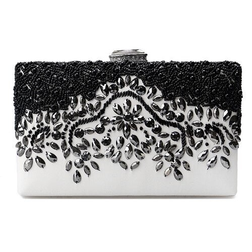 SEKUSA Vintage style women beaded evening bags embroidery small day clutches wedding bridal handbags diamonds case purse