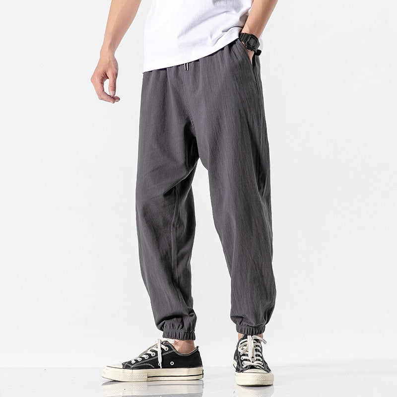 MrGB 2021 Cotton Linen Jogger Pants Men Streetwear Casual Harem Pants Men Trouser Summer Cool Pants Oversized Men's Clothing