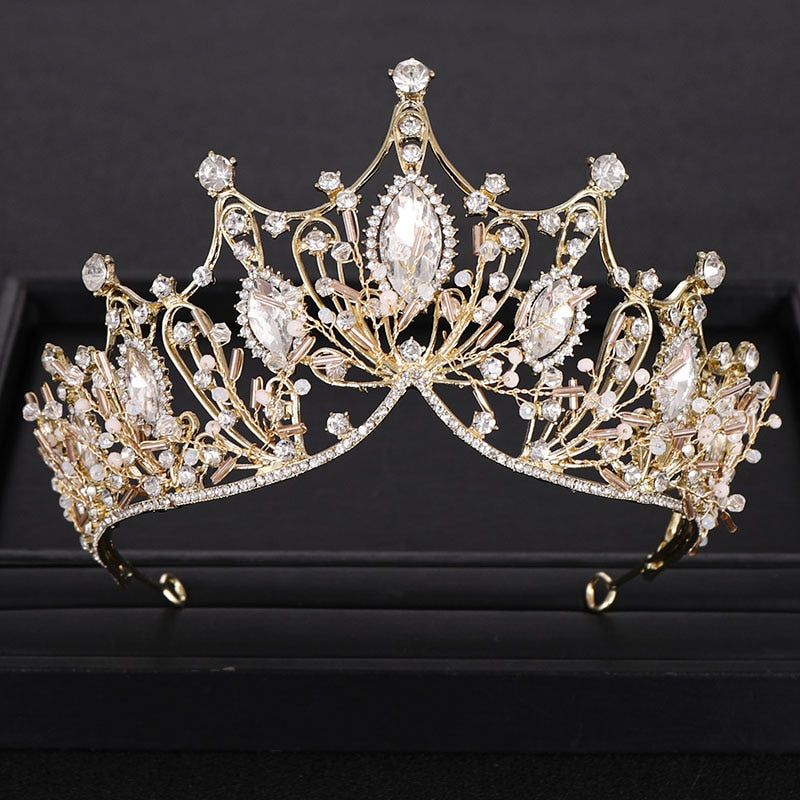 Wedding Crown Bridal Headpiece Gold Silver Color Rhinestone Crystal Diadem Queen Crown Princess Tiaras Wedding Hair Jewelry