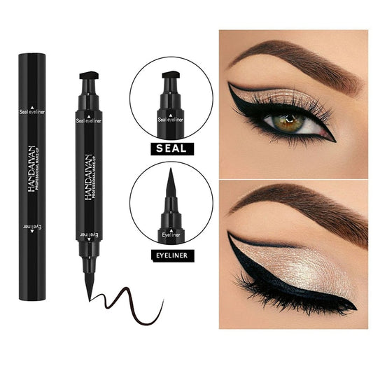 Double-Headed Eyeliner Stamp 2 In1 Quick-drying Liquid Eyeliner Waterproof Easy-to-use Stamp Eye Liner Black Smooth Eye Makeup