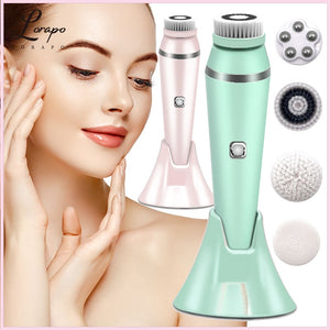 Electric Silicone Facial Cleaning Brush 4 in 1 Cleaning Brush Sonic Roller Massager to Remove Blackheads and Acne Pore Cleanser