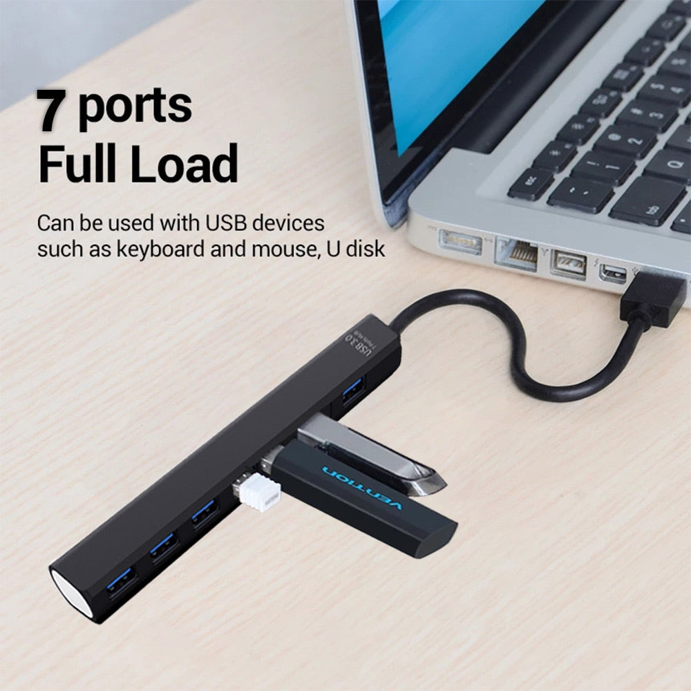 usb hub 3.0 powered High Speed 7 Port Expander Adapter USB port Hub For laptop computer accessories 5G Mbps Multi USB Splitter