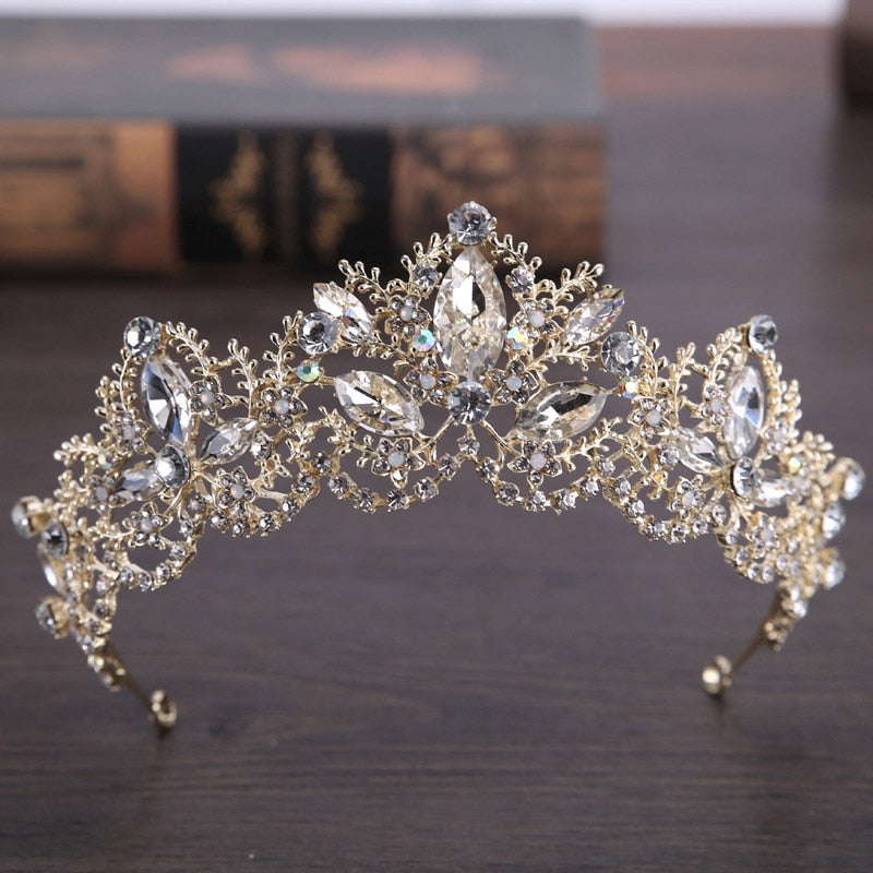 Wedding Crown Bridal Headpiece Gold Silver Color Rhinestone Crystal Diadem Queen Crown Princess Tiaras Wedding Hair Jewelry