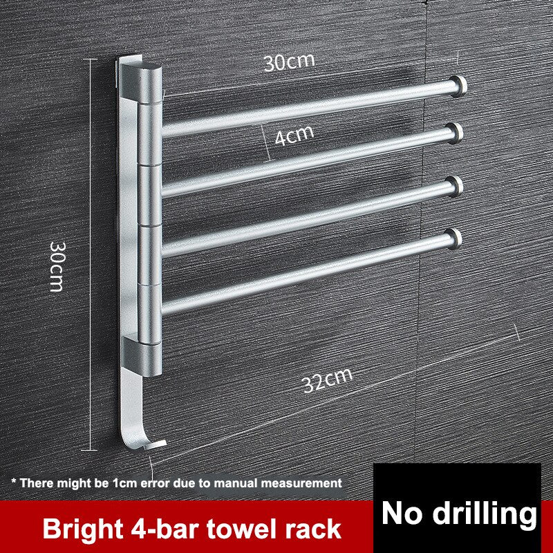 Towel Rack Wall Mounted Bathroom Rotatable Towel Holder 2/3/4/5-Bar Kitchen Shelf Towel Hanger bathroom accessories No Punch