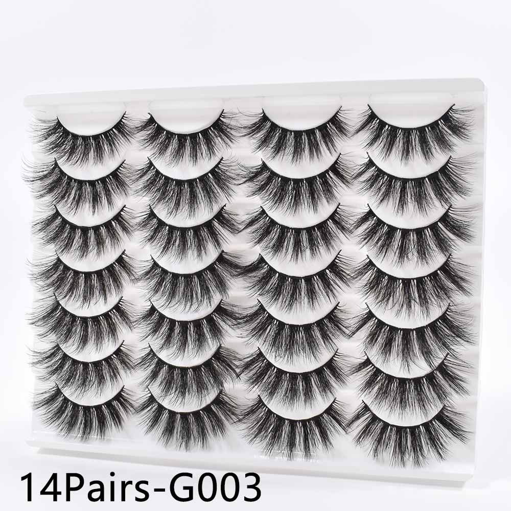 14/16Pairs  Black Mink Thick False Eyelashes Cils Soft Make Up Faux Cross Lashes Eyelashes Wholesale maquiagem cilios