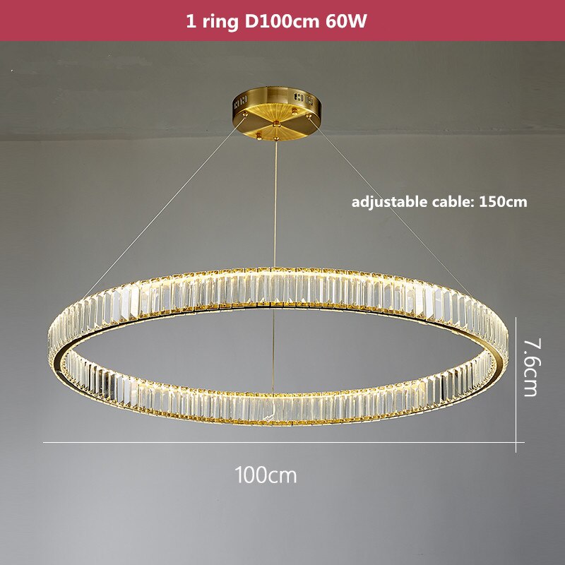 Modern Chrome Gold Steel Led Chandelier Villa Stairs Dimmable Circle Chandelier Lighting Foyer Hanging Chandelier Lamp Fixtures