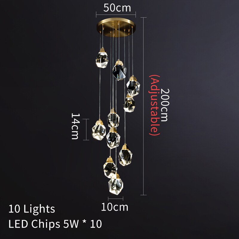 Modern diamond crystal pendant lights living dining room bedroom kitchen indoor lighting home decor loft spiral hanging lamps