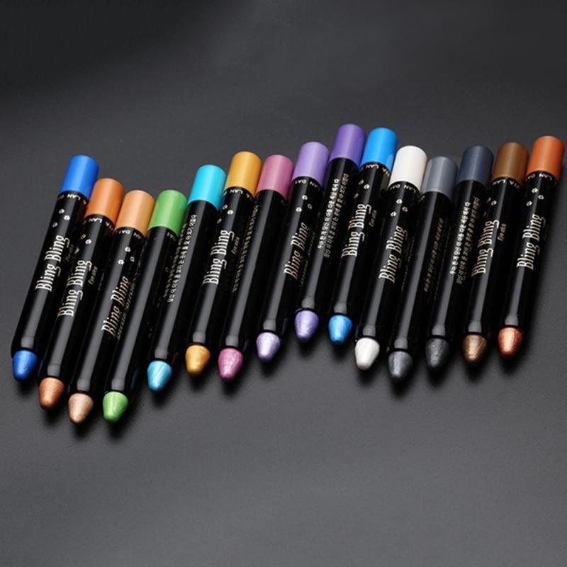 14 Colors Eyeshadow Pencil Cosmetic Glitter Professional Highlighter Eye Shadow Longlasting Waterproof Eyeliner Pen TSLM2