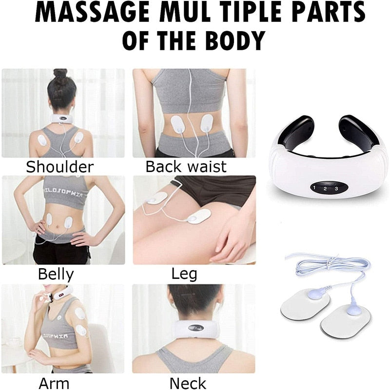 Electric Pulse Neck And Back Massager Far-infrared Heating Analgesic Tool For Health Care And Relaxation