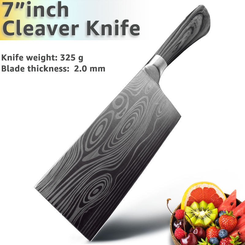 Kitchen Knife 5 7 8 Inch 1-3Pcs Set Stainless Steel Chef Santoku Imitated Damascus Pattern Cleaver Meat Vegetable Cooking Tool