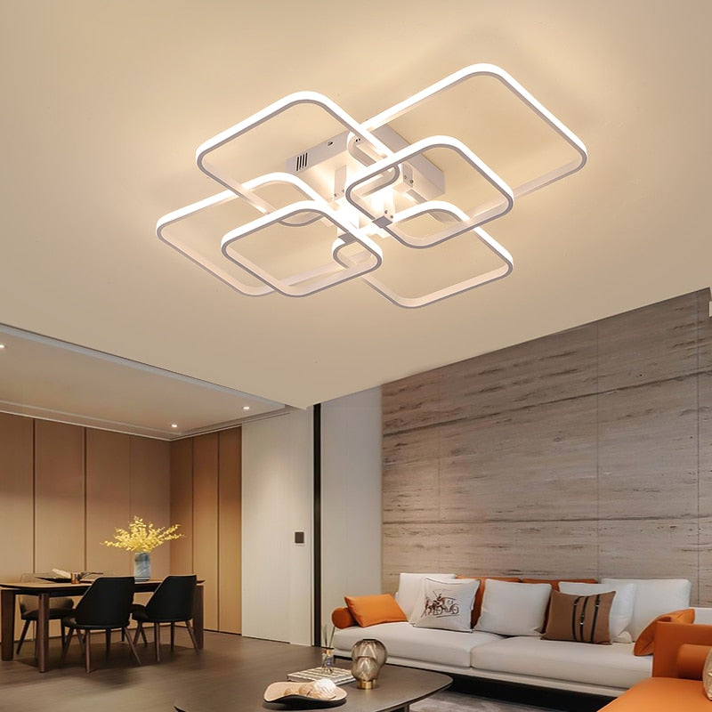 Square Circel Rings Chandelier For Living Room Bedroom Home AC85-265V Modern Led Ceiling Chandelier Lamp Fixtures Free Shipping