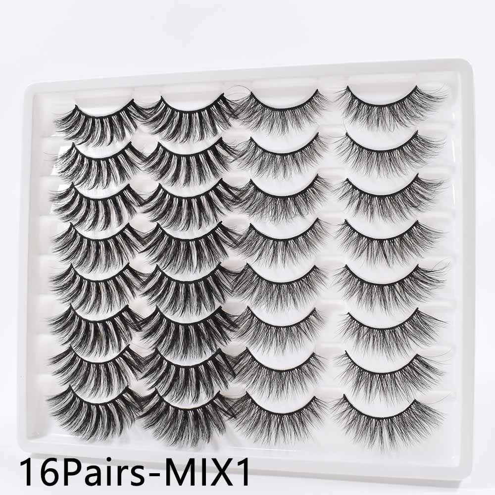 14/16Pairs  Black Mink Thick False Eyelashes Cils Soft Make Up Faux Cross Lashes Eyelashes Wholesale maquiagem cilios