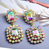 New Luxury Crystals earring High-quality Stone geometric Long Drop Earrings Fashion Trend Jewelry Accessories For Women