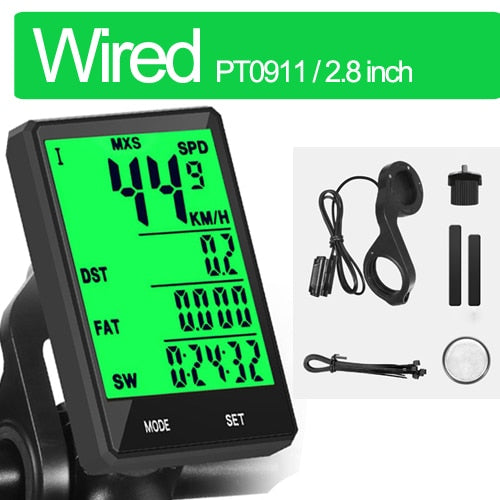 2.8" Bicycle Computer Wireless Wired Bike Computer Rainproof Speedometer Odometer Stopwatch for Cycling Accessories 2.0'' option