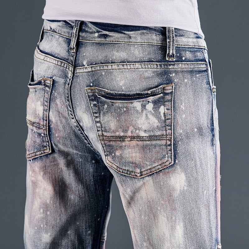 Men'S Pants Jeans Streetwear Tactical Slim Denim Trousers Biker High Quality Male Straight Casual Designer Ripped Comfortable