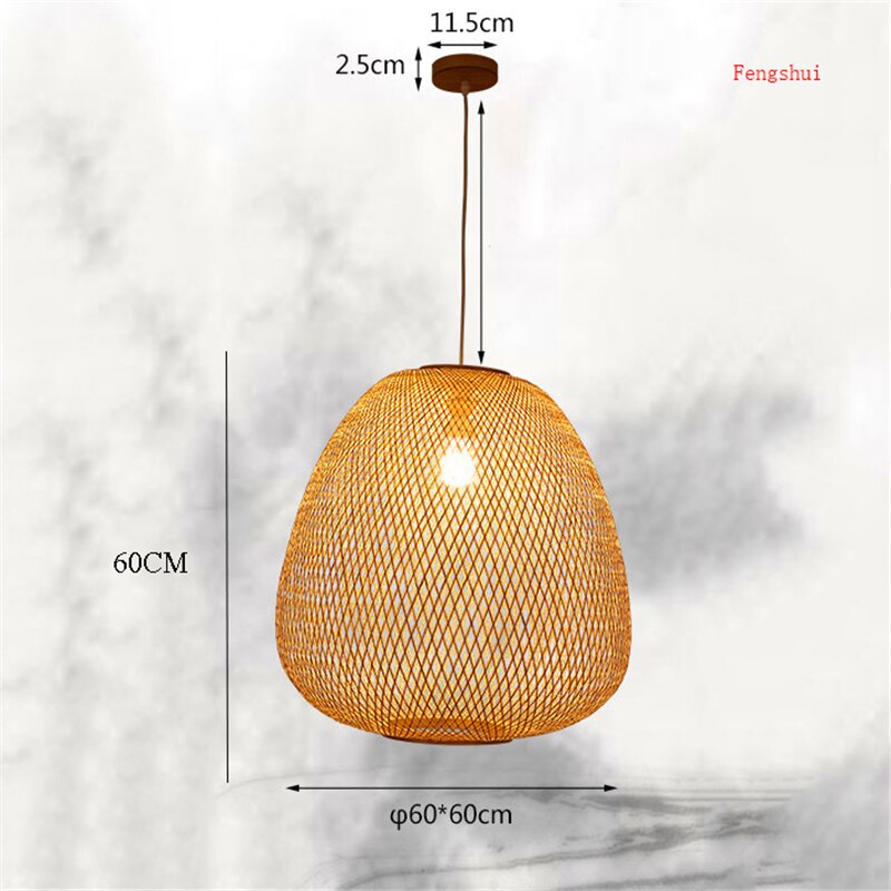 Modern Art Pendant Lights Vintage Bamboo Lamp Restaurant Rattan Pendant Lamp for Living Room Hanging Kitchen Lamp Light Fixtures