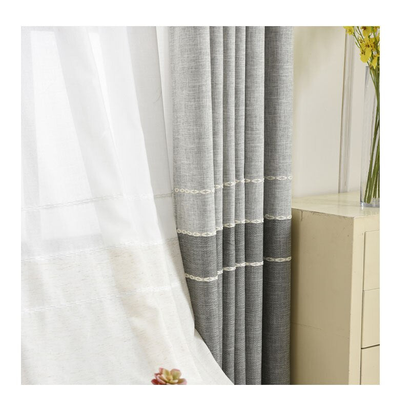 Simple Modern Cotton Hemp Nordic Wind Shading Curtains for Living Dining Room Bedroom.