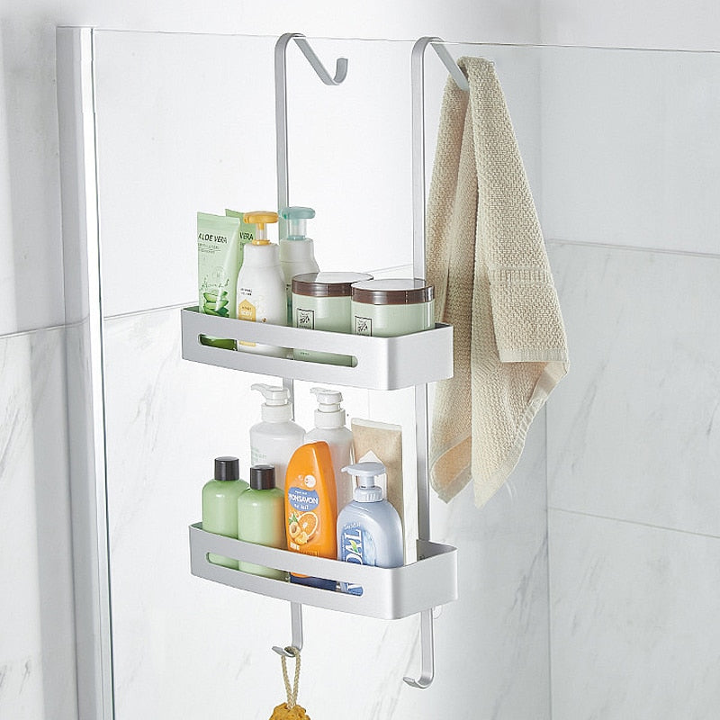 Black Hanging Bath Shelves Bathroom Shelf Organizer Nail-free Shampoo Holder Storage Shelf Rack Bathroom Basket Holder EL5018