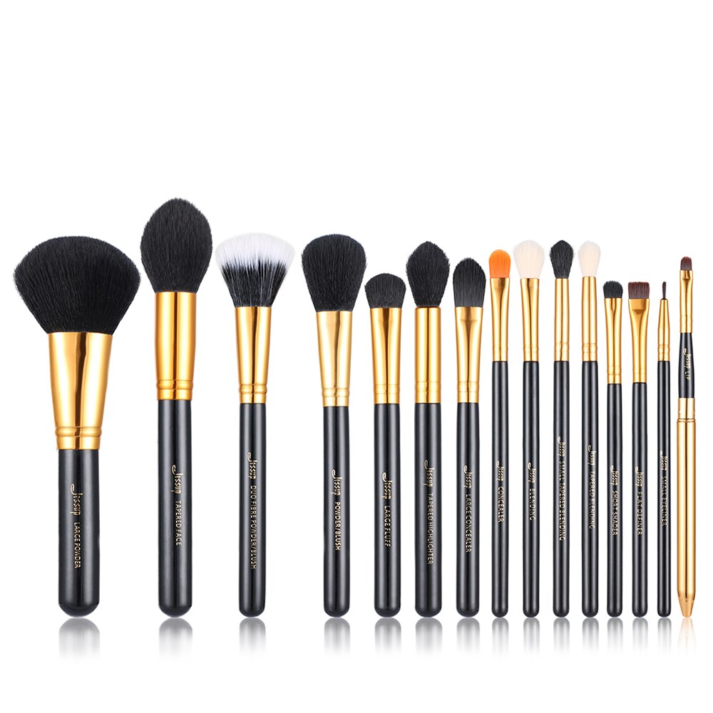 Jessup Pro 15pcs Makeup Brushes Set Black/Silver Cosmetic Make up Powder Foundation Eyeshadow Eyeliner Lip Brush Tool beauty