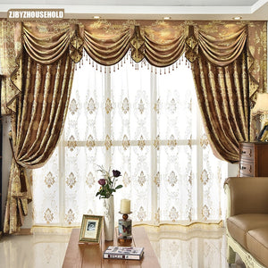 2021 New Curtains for Living Room Dining Room High-grade Contracted European Valance Golden Door Curtains Bedroom Window Luxury