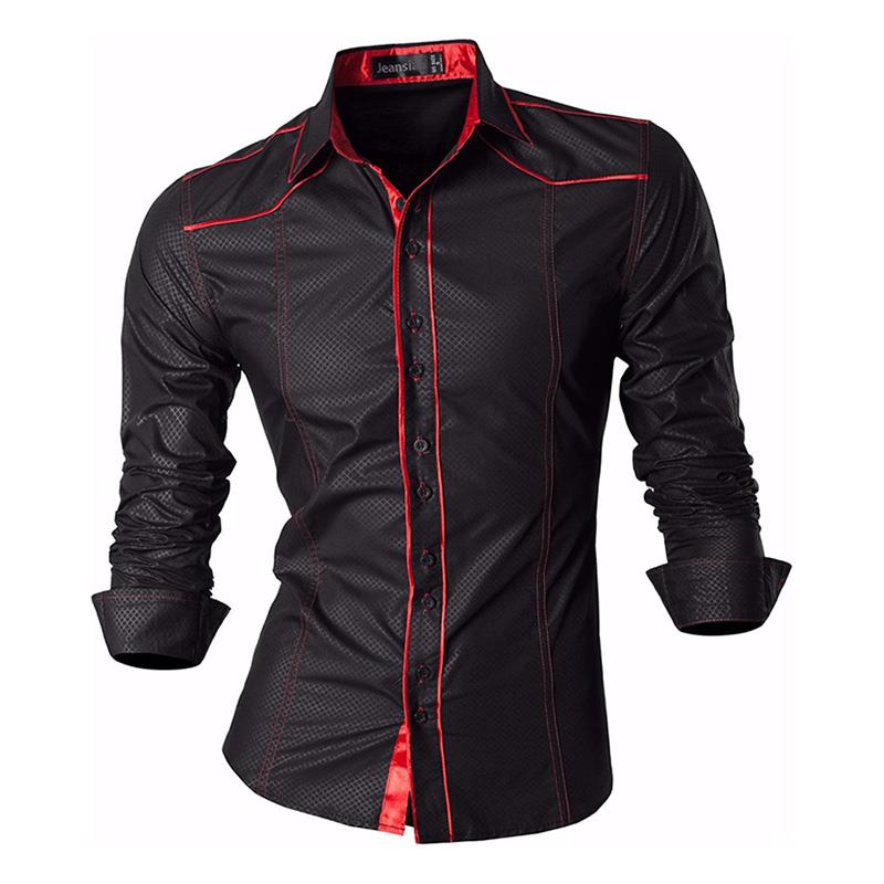 Jeansian Men's Fashion Dress Shirts Casual Long Sleeve Slim Fit Tatoo Stylish Z030