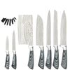 Sowoll 8pcs Kitchen Knives Tool Set 8'' Knife Storage Chef Chopping Santoku Knife Meat Fish Cooking Tool Set Full Tang Blade