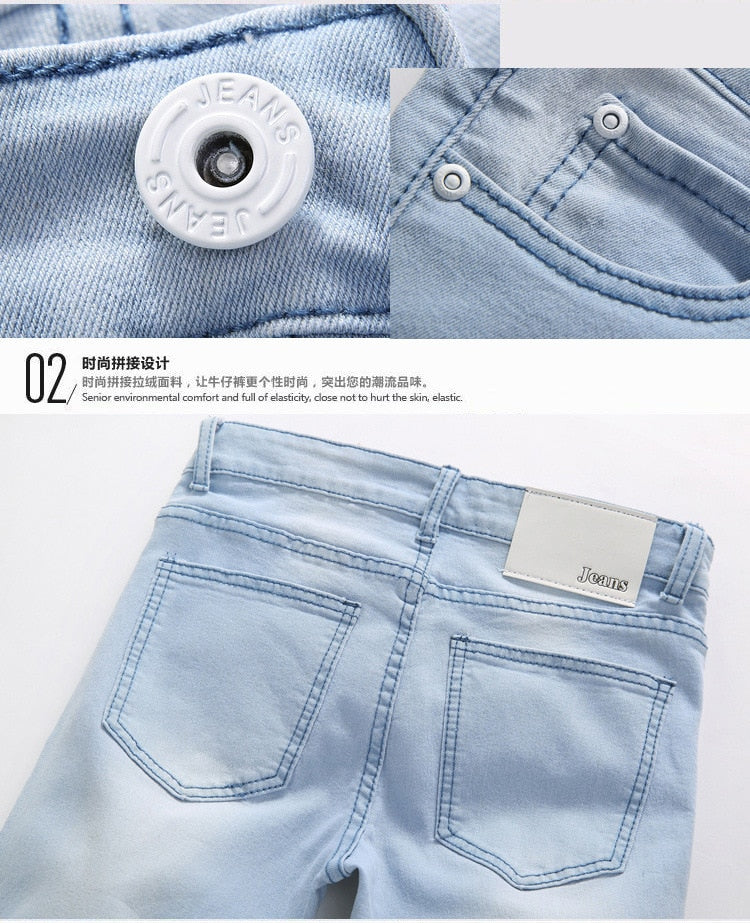 Good Quality Light Blue Skinny Jeans Men Spring Summer Slim Fit Denim Jeans Men Cotton Stretch Denim Pants Cowboy Trousers