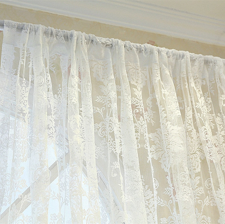 White Tulle Curtains for Living Room European-Style Window Mesh Yarn Sheer Window Curtains for Bedroom Girl Lace Princess Drapes