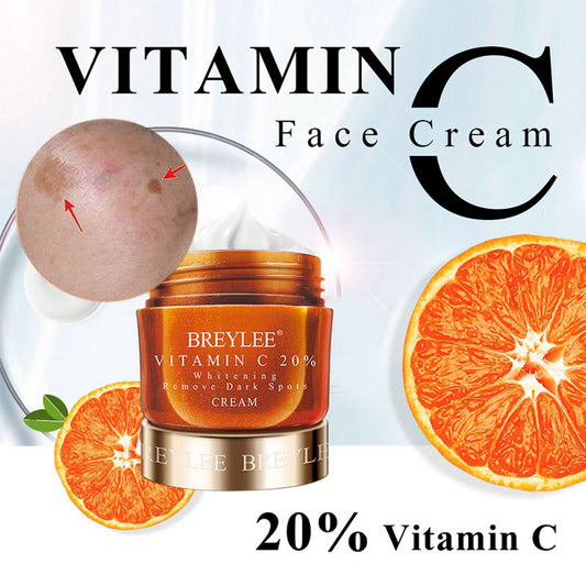 BREYLEE Vitamin C 20% VC Whitening Facial Cream Repair Fade Freckles Remove Dark Spots Melanin Remover Brightening Face Cream